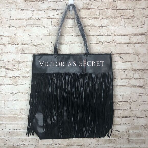 NEW Victoria’s Secret black fringe tote bag - Picture 3 of 8
